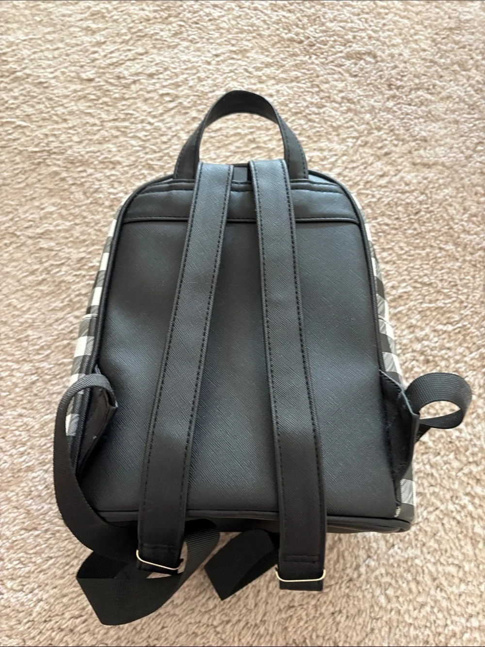 Claire’s Black and White Gingham Mini Backpack - young girls Bag